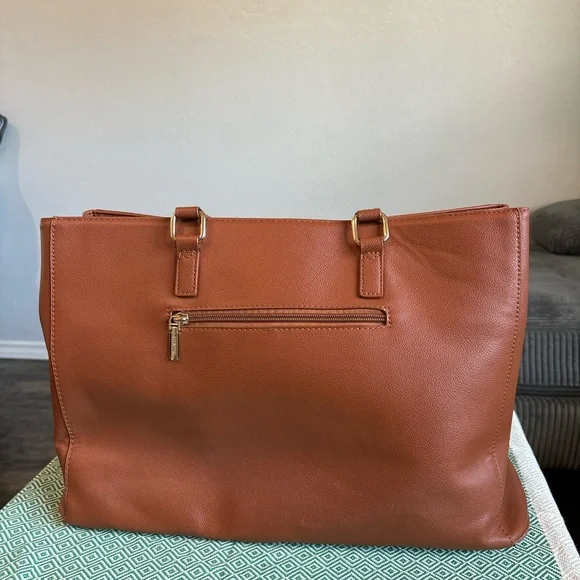 LOVEVOOK Laptop Tote Bag 15.6” Waterproof PU Leather Brown - Picture 5 of 16